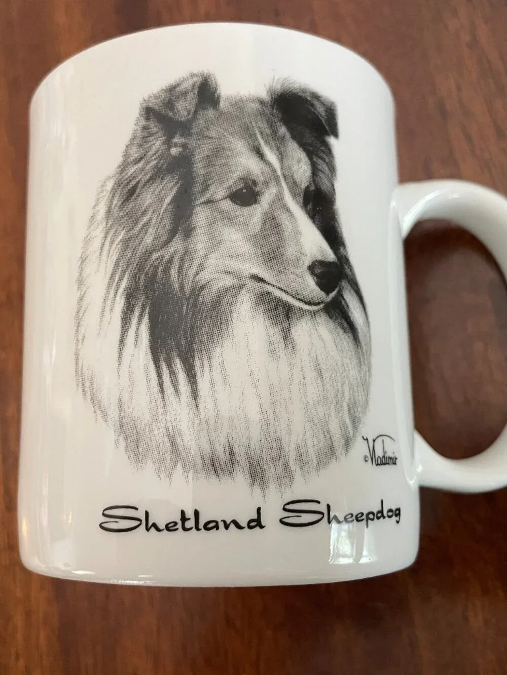 Rosalinde Porcelain Dog Coffee Mug, Hand Decorated Shetland Sheepdog USA!